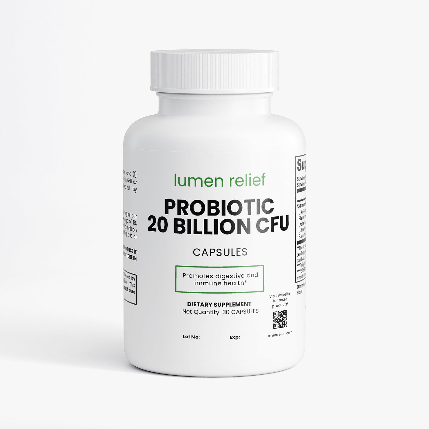 lumen relief Probiotic 20 Billion CFU Capsules – Gut Health & Immune Support